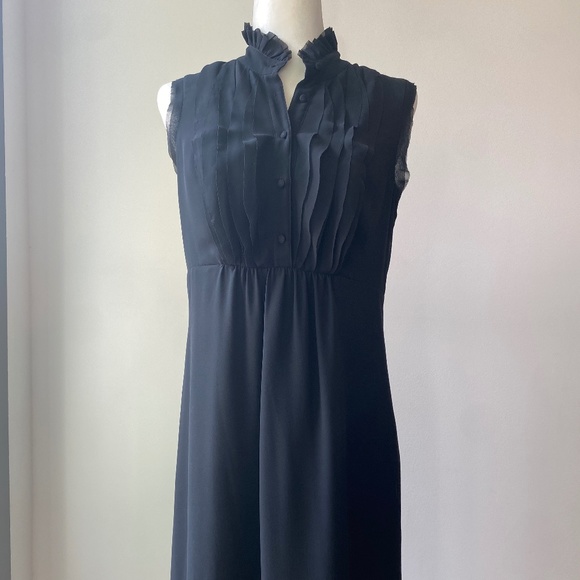 Ann Taylor LOFT Silk Chiffon Sleeveless Dress with Ruffle Collar Dress Size 6 - Picture 2 of 10